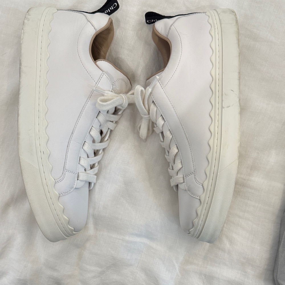 Chloe Cream Lace-Up Sneakers - Picture 5 of 6